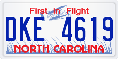 NC license plate DKE4619