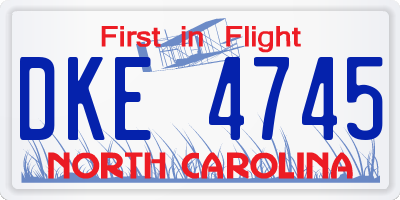 NC license plate DKE4745