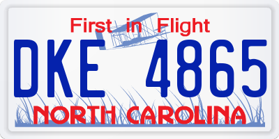 NC license plate DKE4865