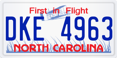 NC license plate DKE4963