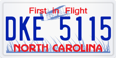NC license plate DKE5115