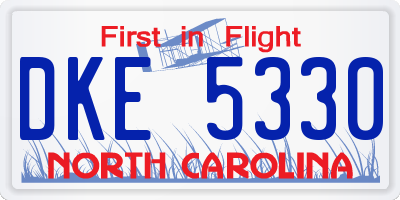 NC license plate DKE5330