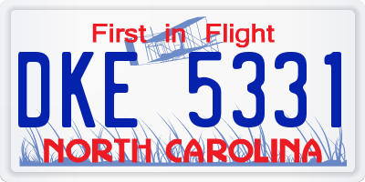 NC license plate DKE5331