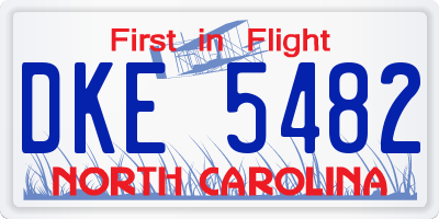 NC license plate DKE5482