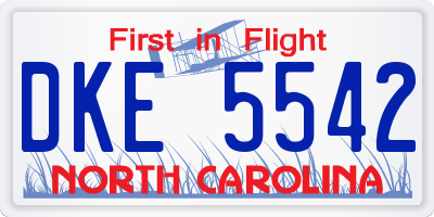 NC license plate DKE5542