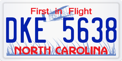 NC license plate DKE5638