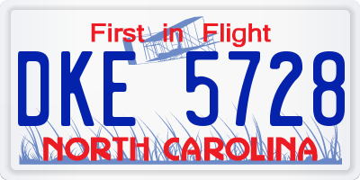 NC license plate DKE5728