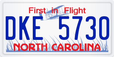 NC license plate DKE5730