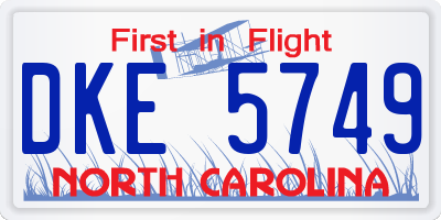 NC license plate DKE5749