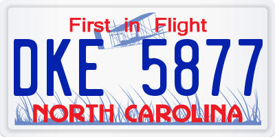 NC license plate DKE5877