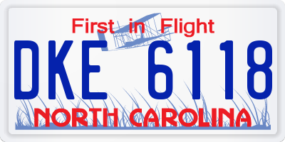 NC license plate DKE6118