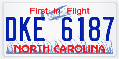 NC license plate DKE6187