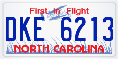 NC license plate DKE6213