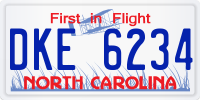 NC license plate DKE6234
