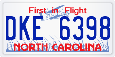 NC license plate DKE6398