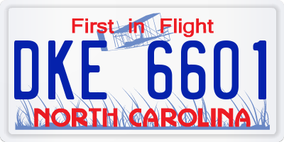NC license plate DKE6601