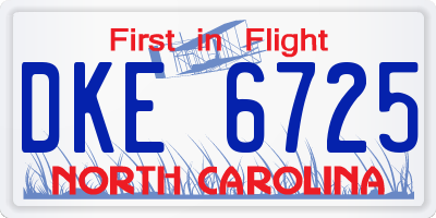 NC license plate DKE6725
