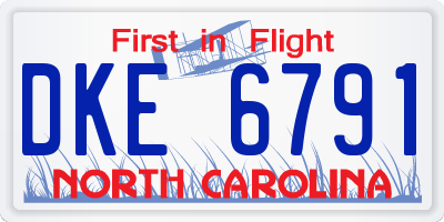 NC license plate DKE6791