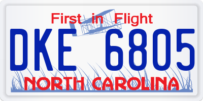 NC license plate DKE6805