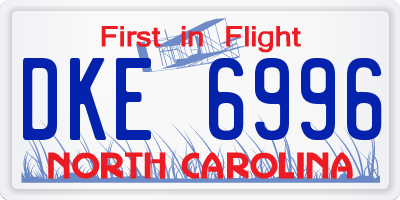 NC license plate DKE6996