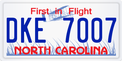 NC license plate DKE7007