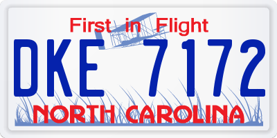 NC license plate DKE7172