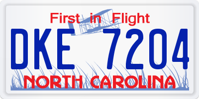 NC license plate DKE7204