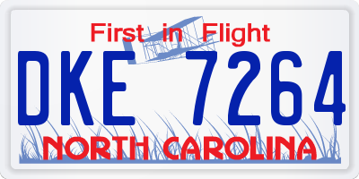 NC license plate DKE7264