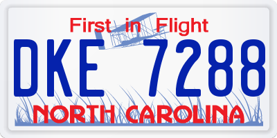 NC license plate DKE7288
