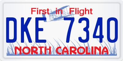 NC license plate DKE7340