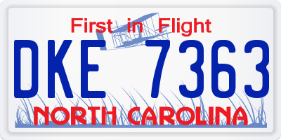 NC license plate DKE7363