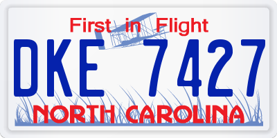 NC license plate DKE7427