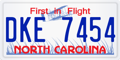 NC license plate DKE7454