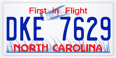 NC license plate DKE7629
