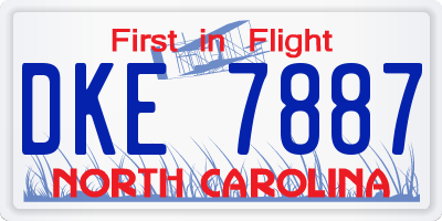 NC license plate DKE7887
