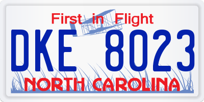 NC license plate DKE8023