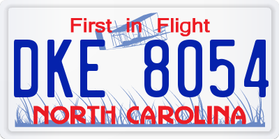 NC license plate DKE8054