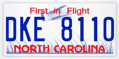 NC license plate DKE8110
