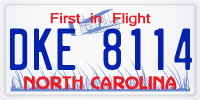 NC license plate DKE8114