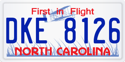 NC license plate DKE8126