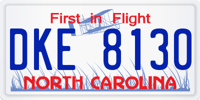 NC license plate DKE8130