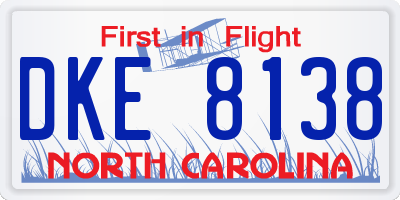 NC license plate DKE8138