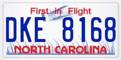 NC license plate DKE8168