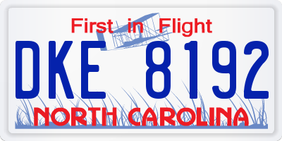 NC license plate DKE8192