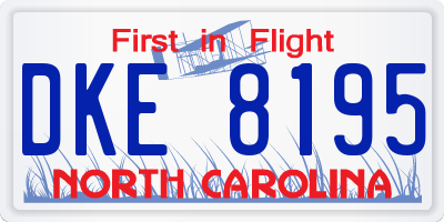 NC license plate DKE8195