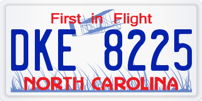 NC license plate DKE8225