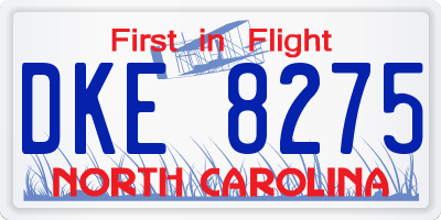 NC license plate DKE8275