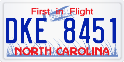 NC license plate DKE8451