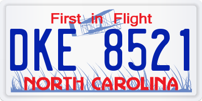 NC license plate DKE8521