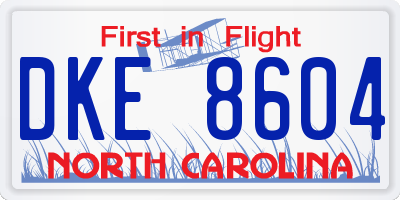 NC license plate DKE8604